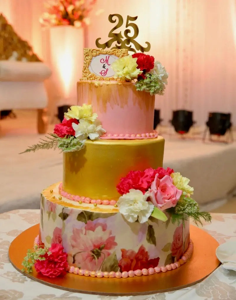 Floral 3 Tier Cake. Wedding Cake. Engagement Cake. Noida Gurgaon