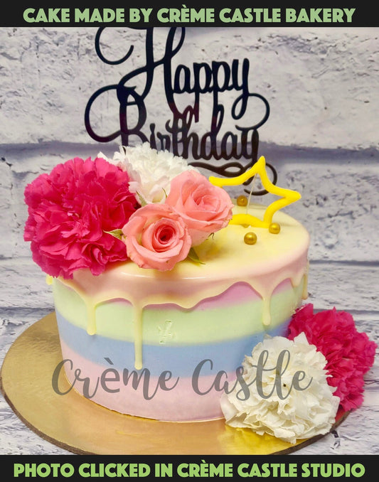 Drip Rainbow Theme Cake Creme Castle