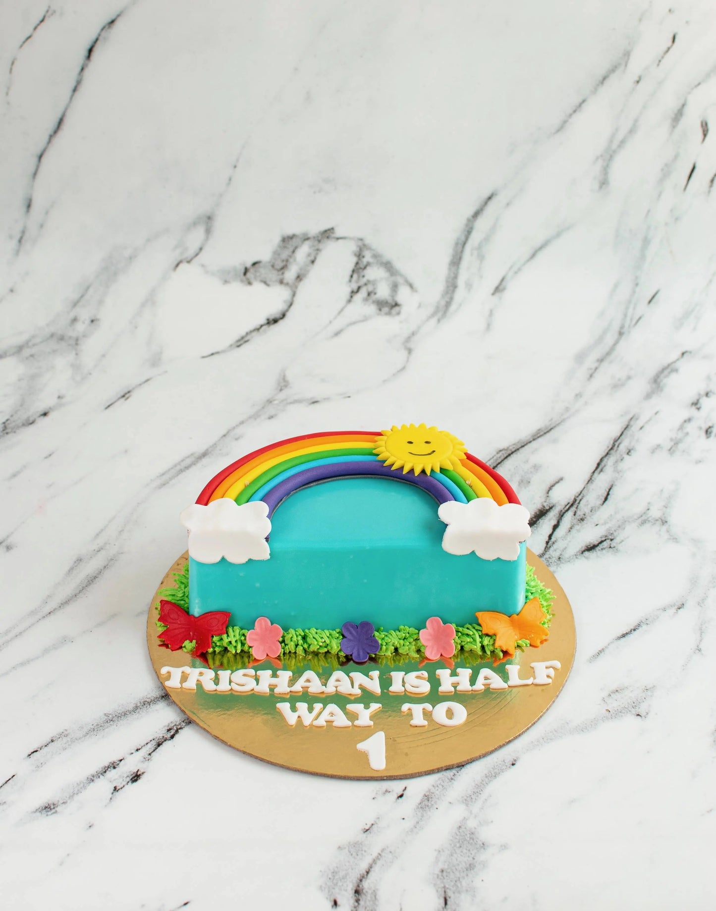 Half Birthday Rainbow Design Cake - Creme Castle