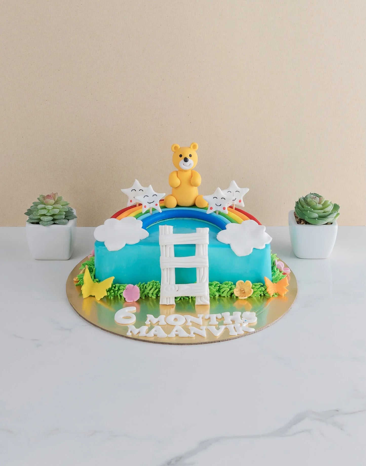 Teddy Half Birthday Cake - Creme Castle