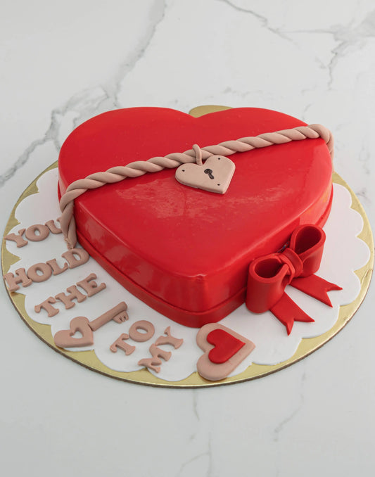 Heart Lock Cake. Valentine Day Cake. Anniversary Cake. Noida Gurgaon