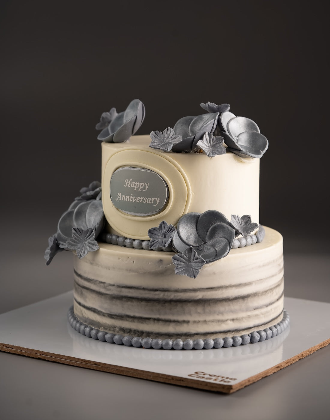 2-Tier Silver Anniversary Cake