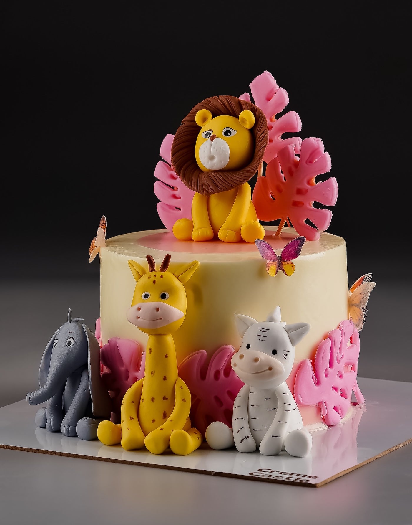 Jungle theme pink Cake