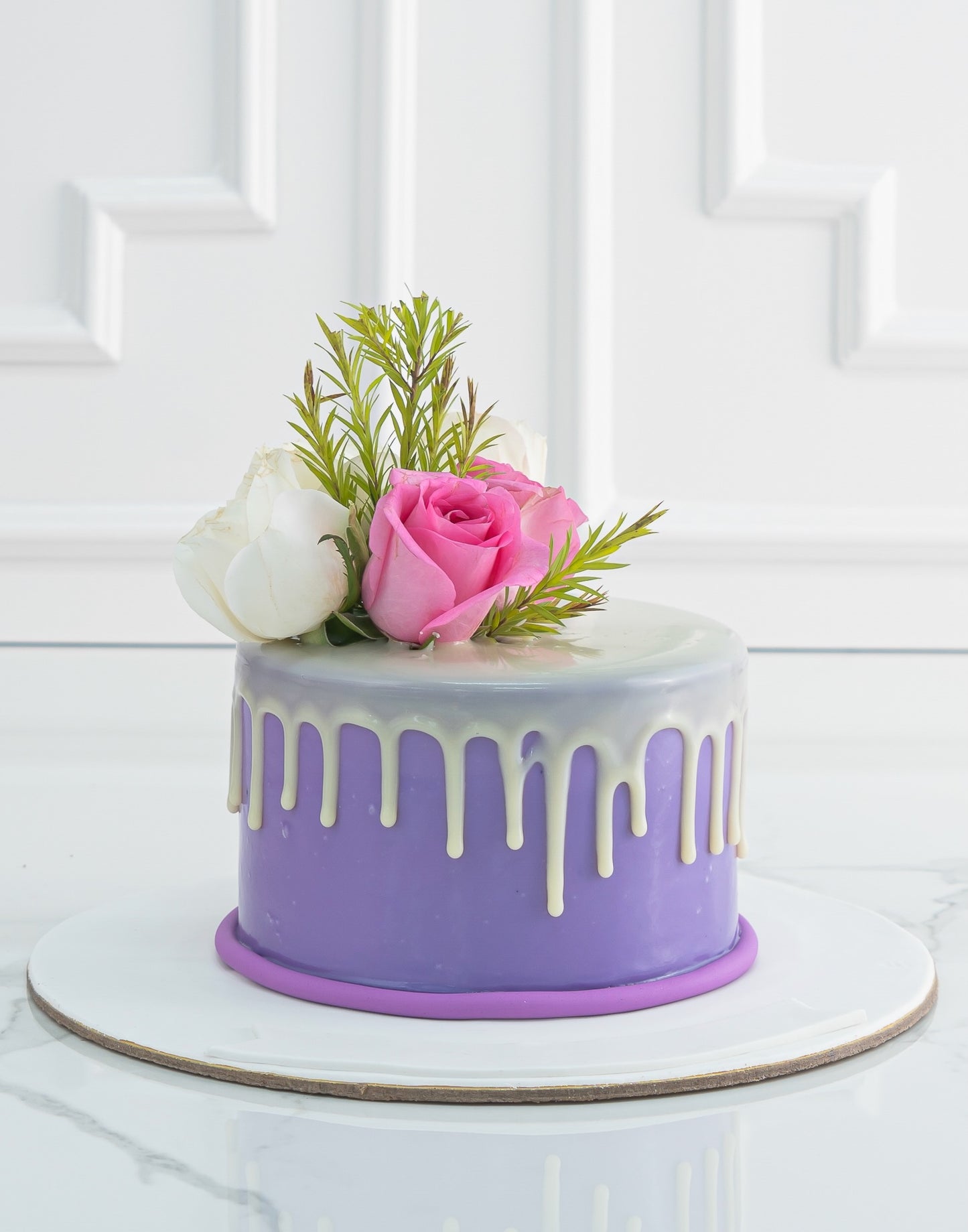 Purple Floral Anniversary Cake