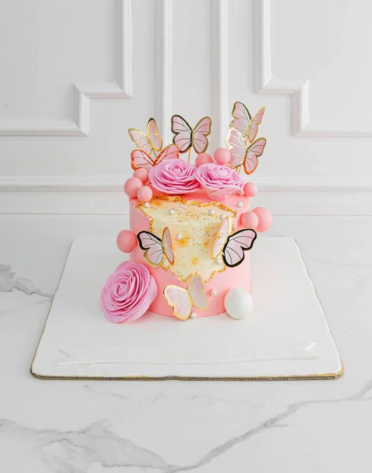 Pink Butterfly Cake - Creme Castle