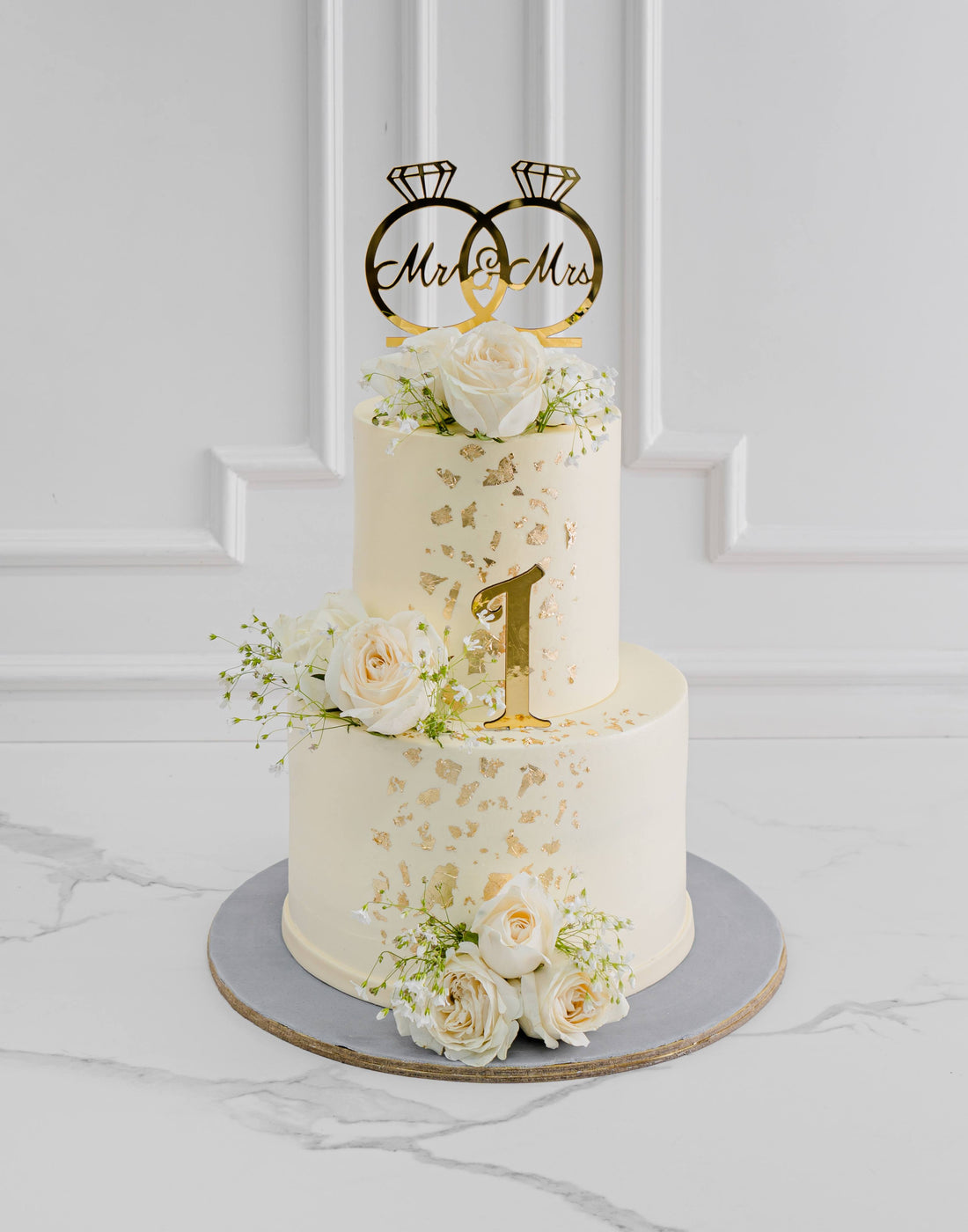 Ivory Gold Wedding Cake