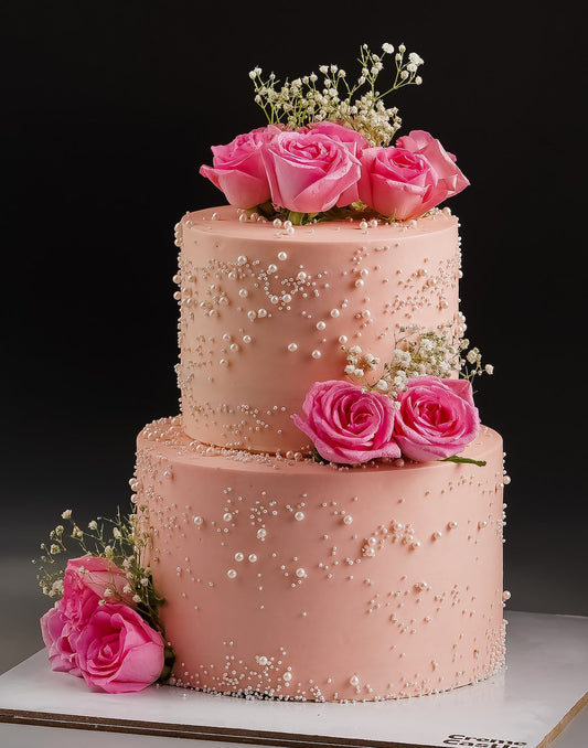 Floral Peach Cake for Wedding, Engagement and Anniversary
