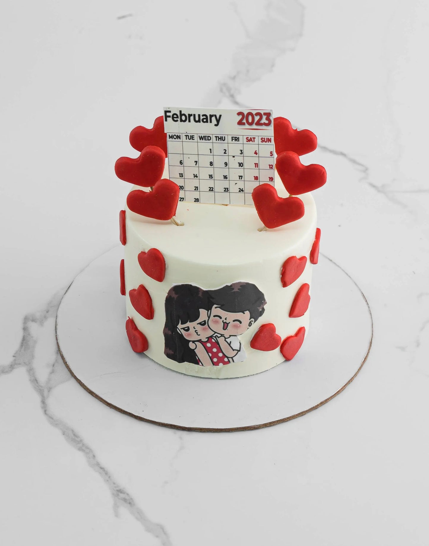 Calendar Couple Valentine Cake