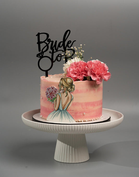 Pink Floral Bride to be Cake - Creme Castle