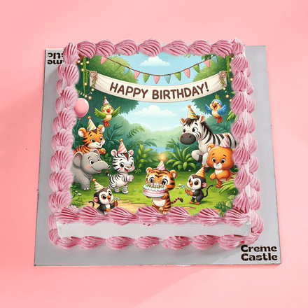 Jungle Theme Photo Cake