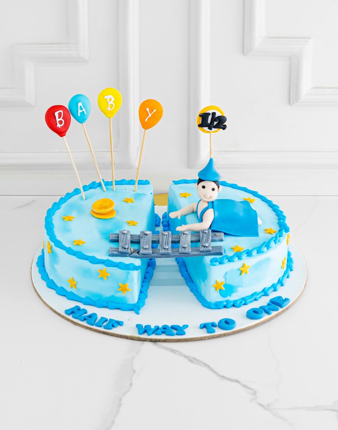 Half Way to One Birthday Cake - Creme Castle