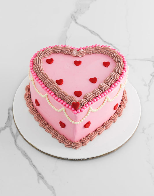 Pink Heart Anniversary cake - Creme Castle