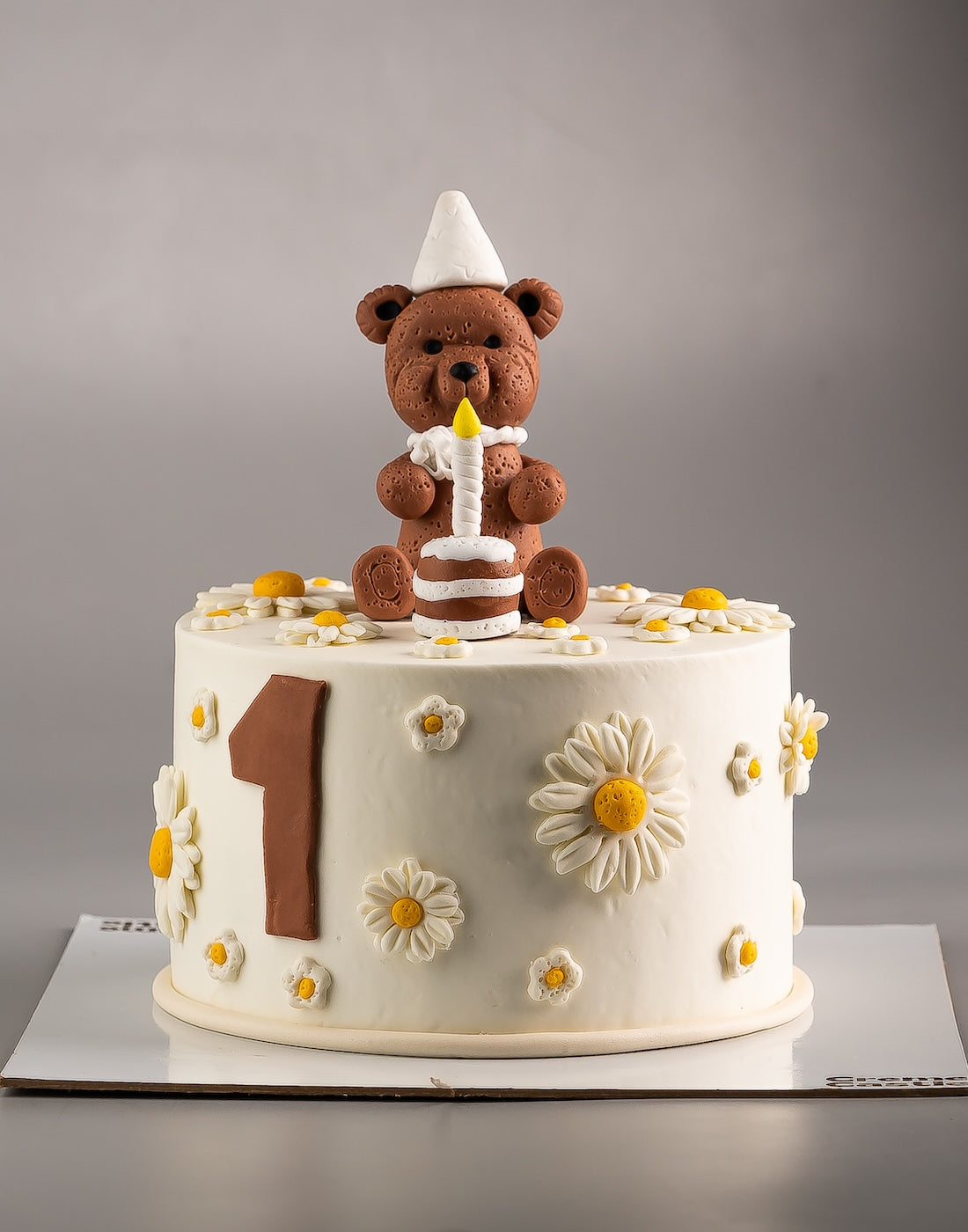 Teddy Bear First Birthday Cake - Creme Castle