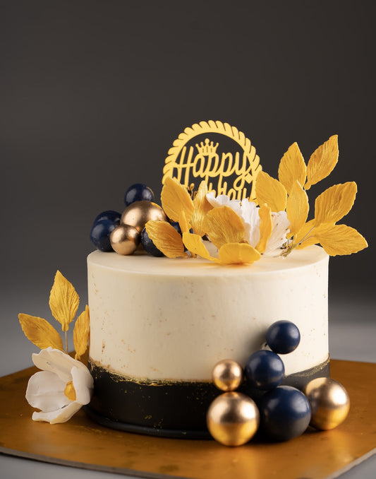 Black  Gold Floral Cake