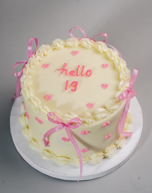 Pink Ribbon Hearts Cake