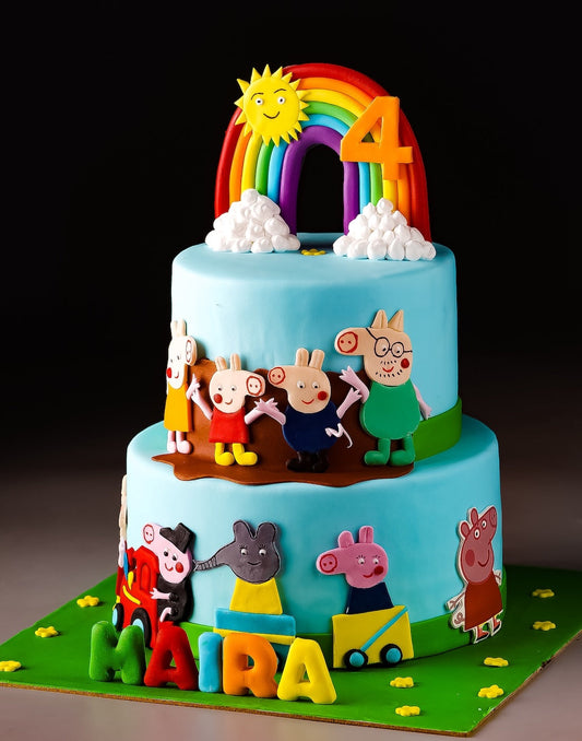 Peppa Pig Rainbow Cake (Fondant)