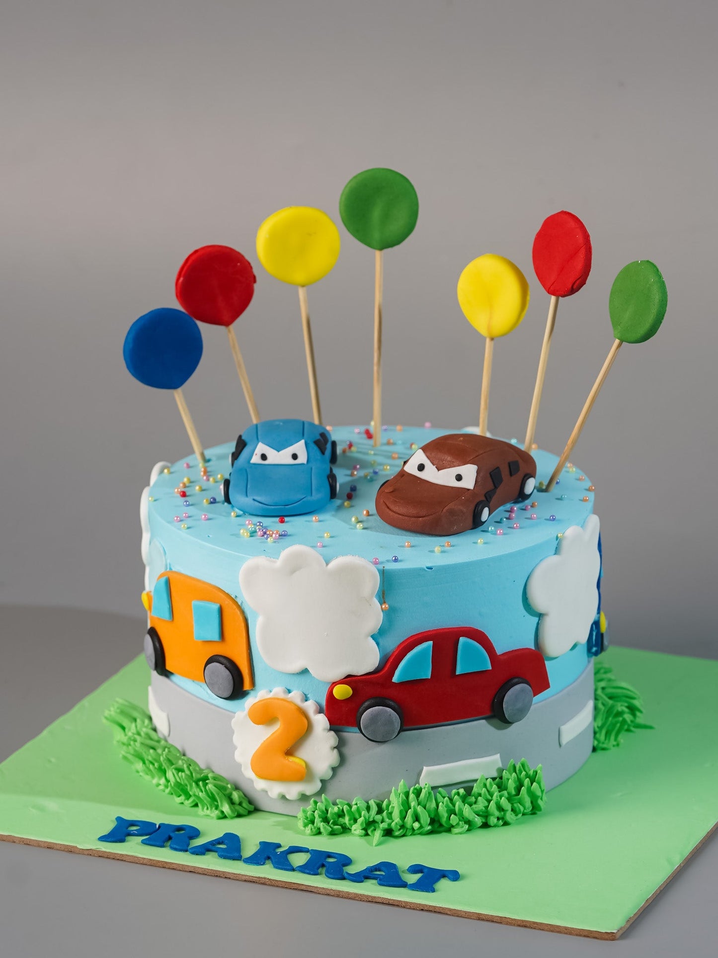 Cars and Balloons Theme Kids Cake