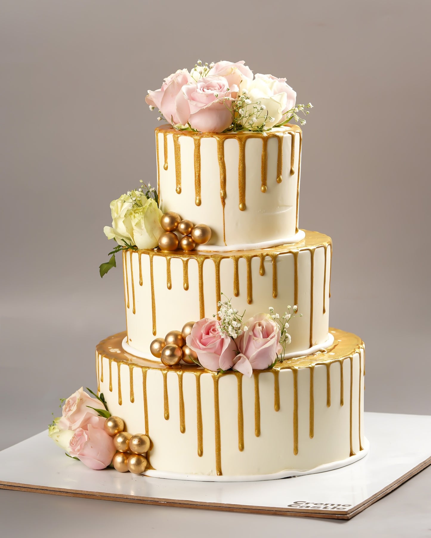 Gold Drip Wedding Cake