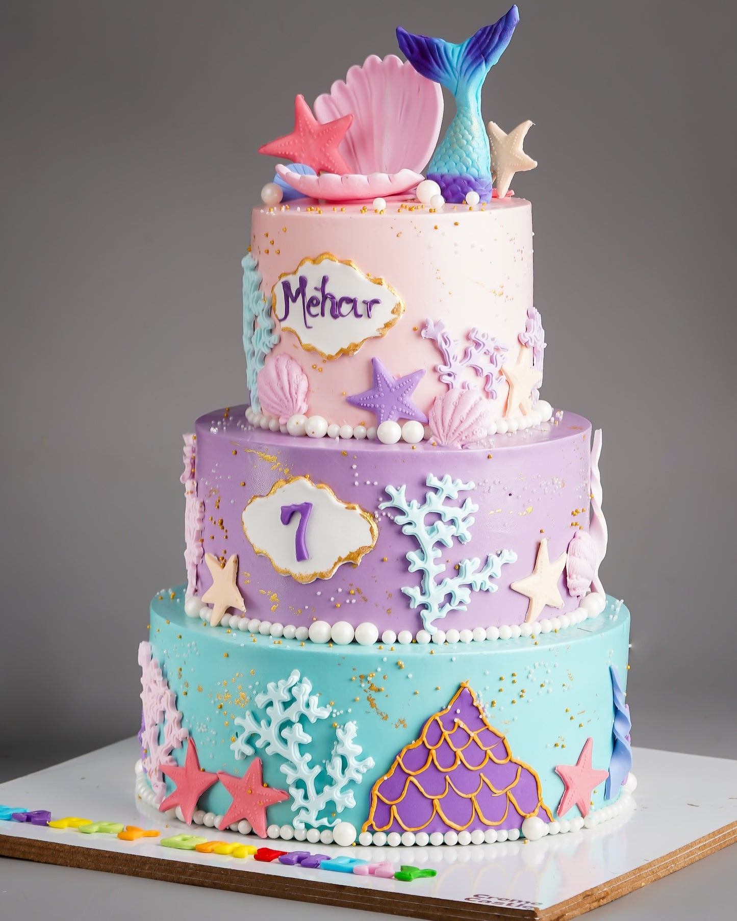 Mermaid Three Tier Ombre Cake