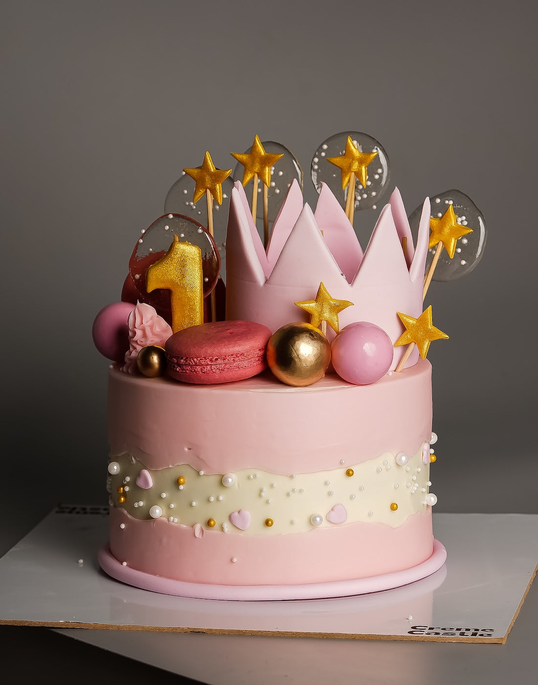 Tiara Macaron Ball Cake - Creme Castle