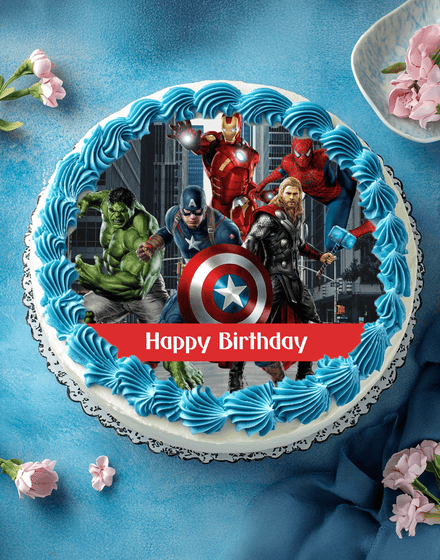 Avengers Theme Photo Cake