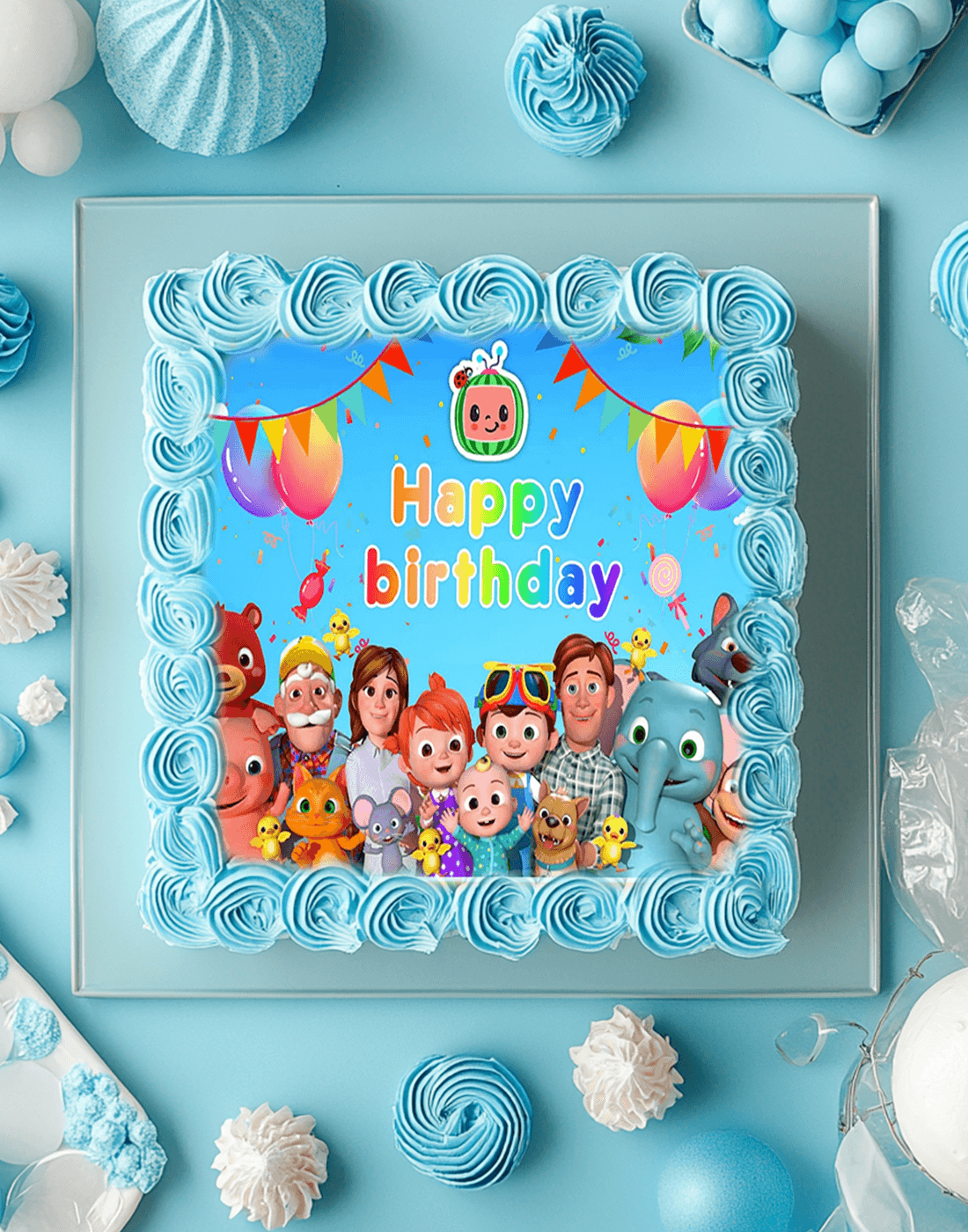 Cocomelon Party Photo Cake