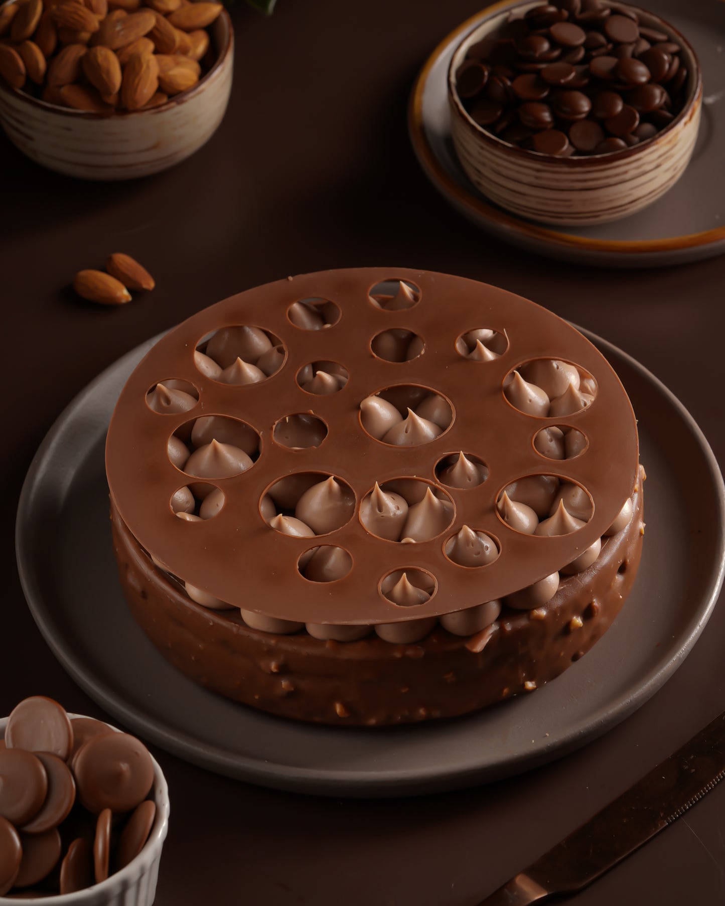 Almond Rocher Chocolate Cake - Creme Castle