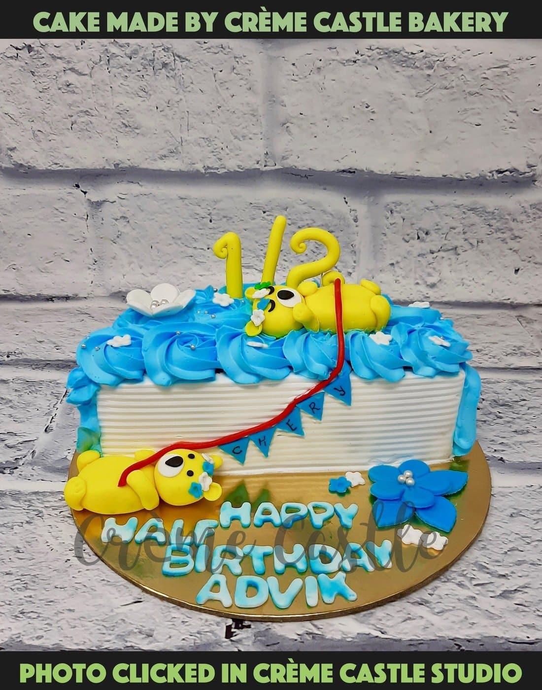 6 Months Birthday Cake - Half Shape Cake for Boys and Girls - Designer Cake in Gurgaon