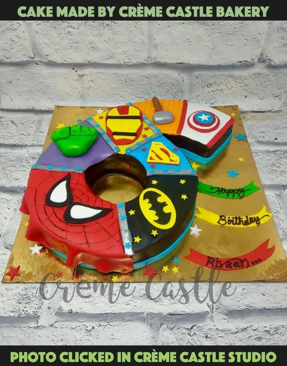 6 Number Shape Avengers Cake - Creme Castle
