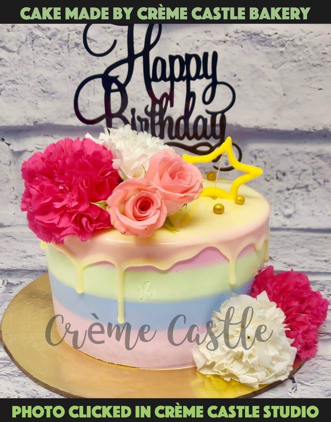 Drip Rainbow Theme Cake - Creme Castle