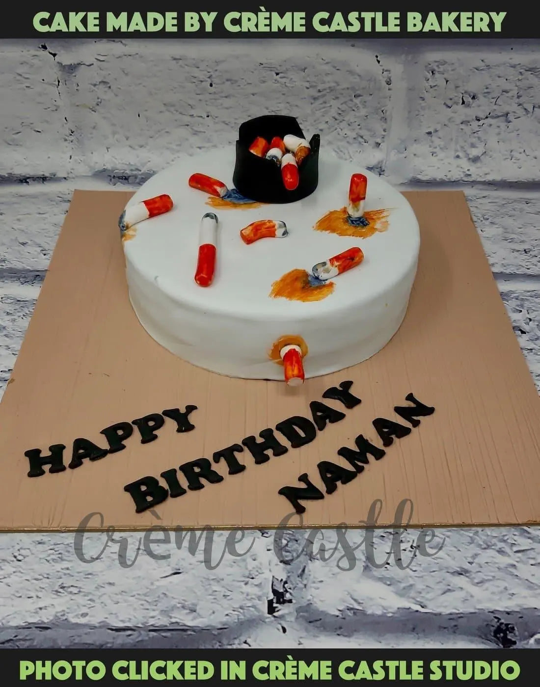 Cigarette and Ash tray cake - Creme Castle