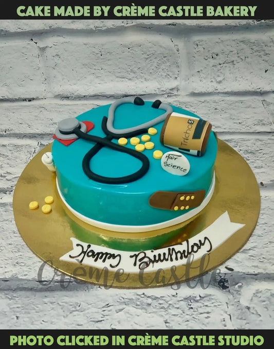 Homeopathy Doctor Theme Cake - Creme Castle