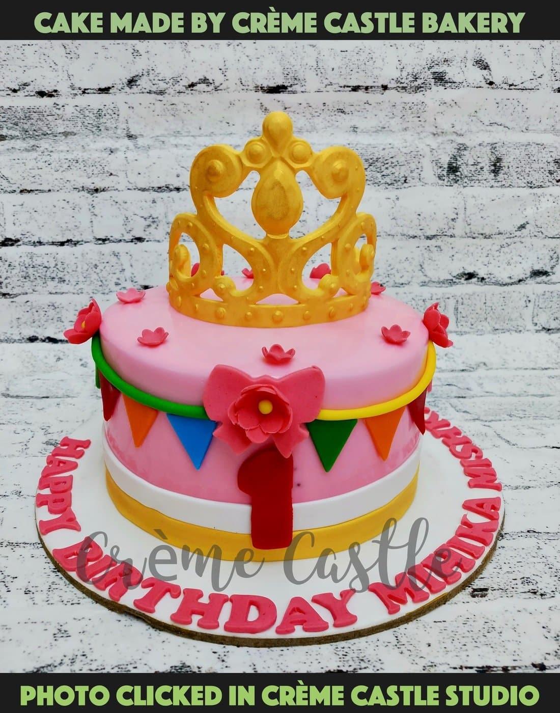 Tiara First Birthday Cake - Creme Castle