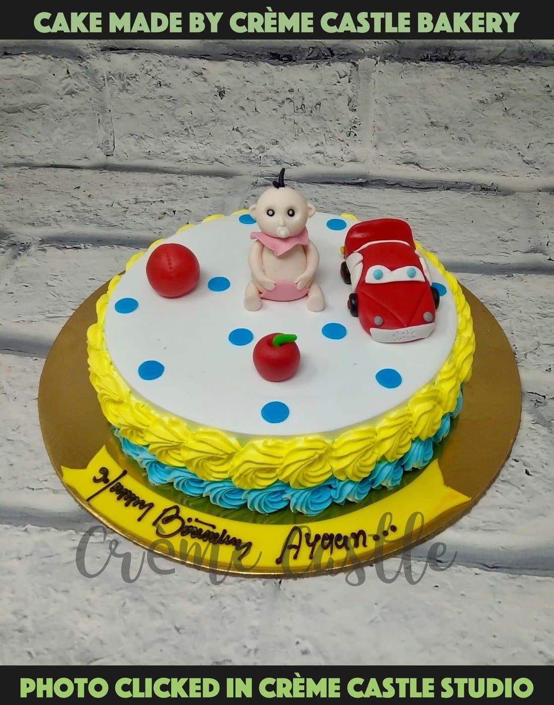 Baby and Car Cake - Creme Castle