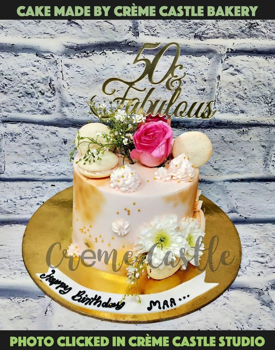 Golden Film Macaroon Cake - Creme Castle