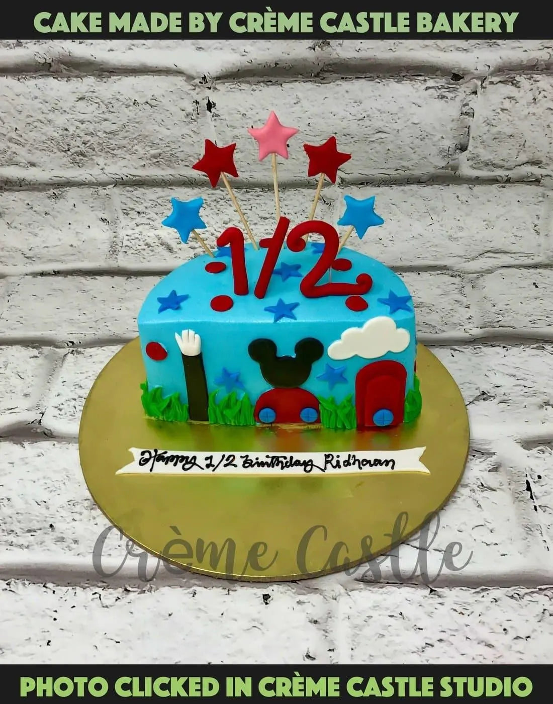 6 Months Cake. Half Birthday Cake. Mickey Mouse Theme. Noida & Gurgaon