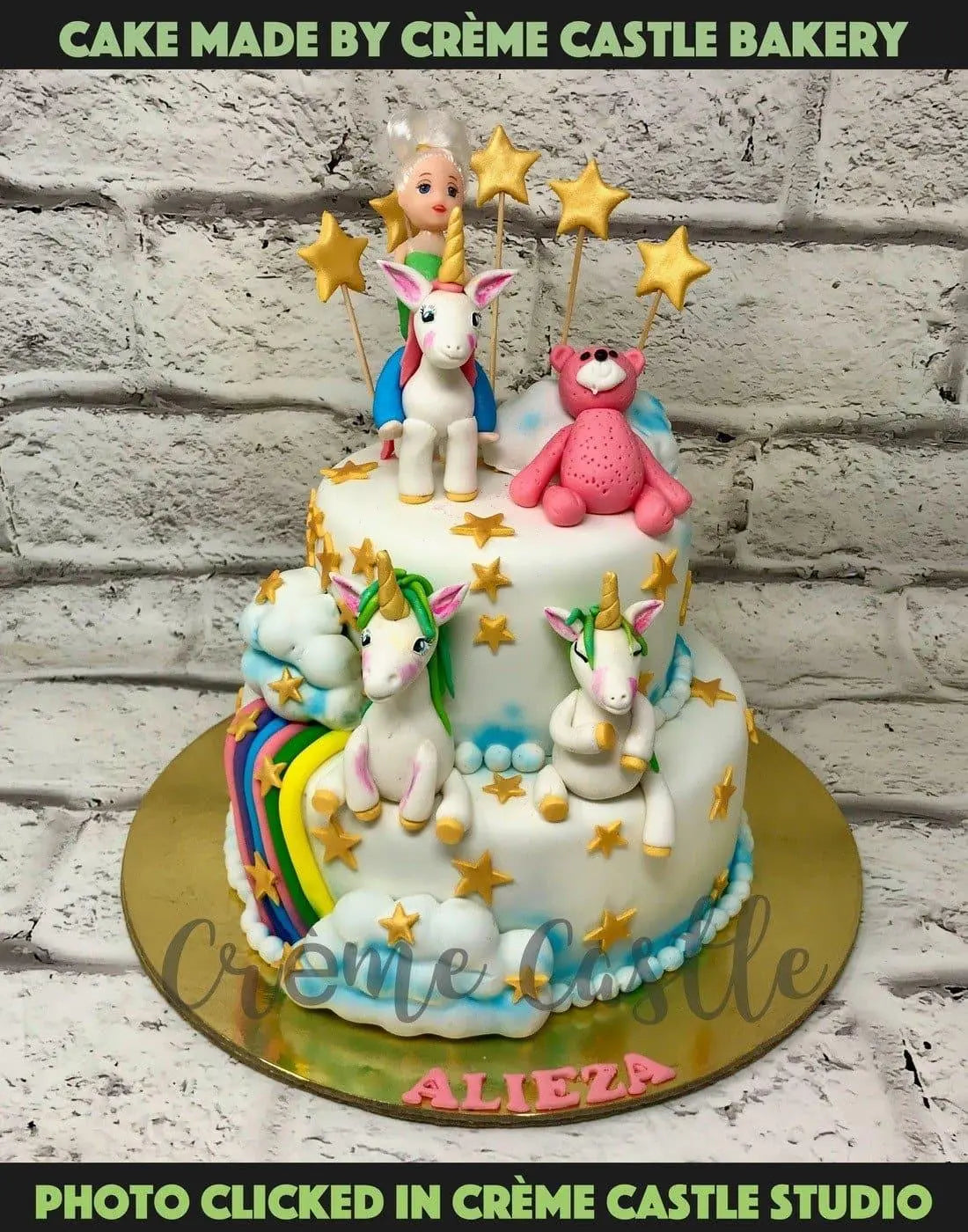 Unicorn Tier Design Cake - Creme Castle