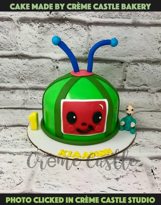 Cocomelon Melon Shape Cake. Cocomelon Family Cake. Noida & Gurgaon
