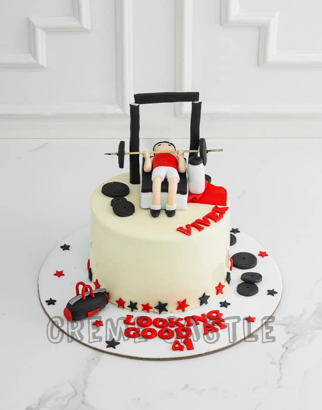 Gym Bench Press Design Cake - Creme Castle