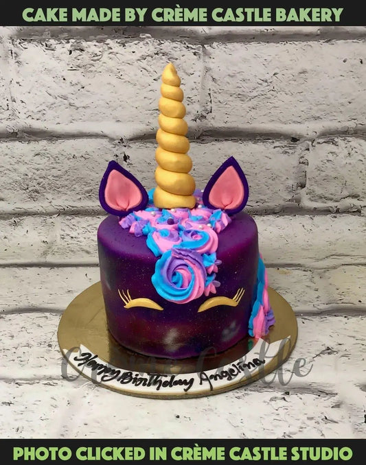 Purple Unicorn Design Cake - Creme Castle