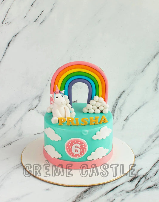 Rainbow Unicorn Cake - Creme Castle