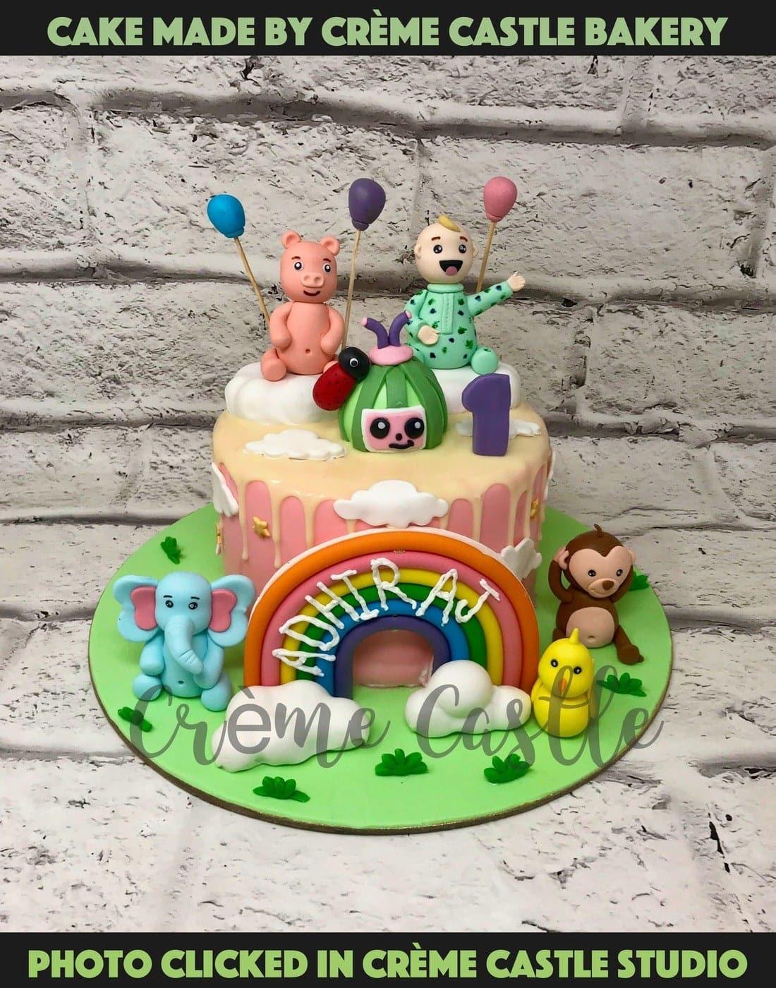 Cocomelon Family Drip Design Cake - Creme Castle