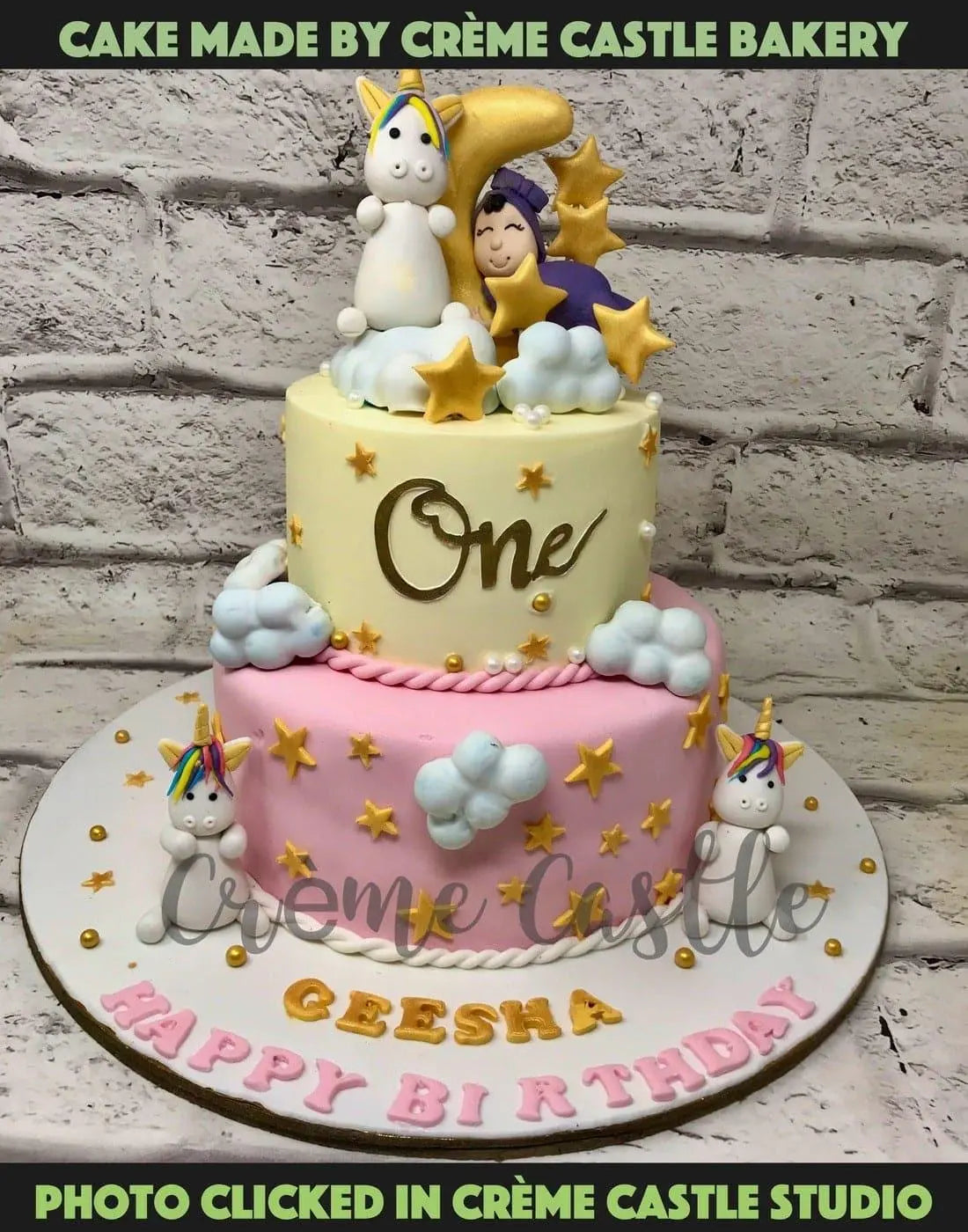 Moon Unicorn Design Cake - Creme Castle