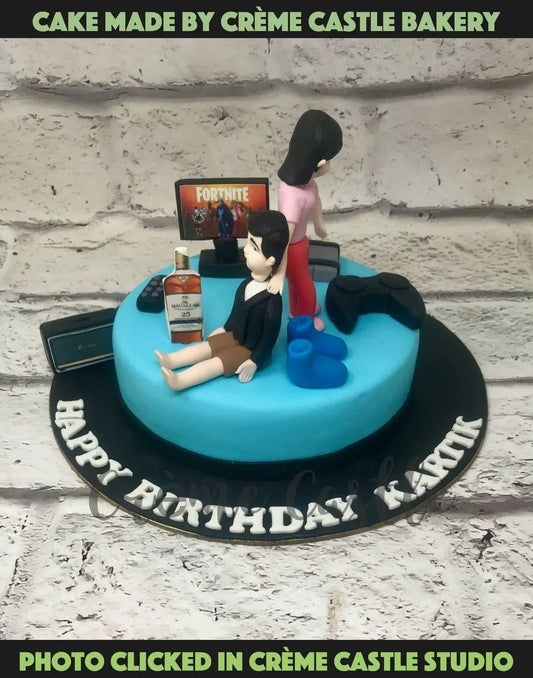 Drunk Couple Design Cake - Creme Castle