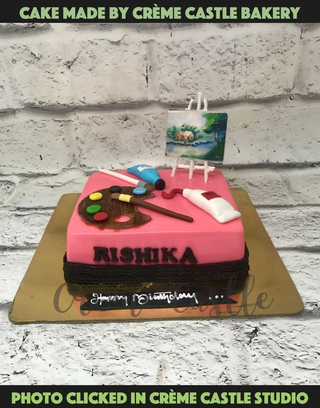 Pink Painter Design Cake - Creme Castle