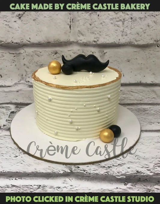 Moustache Gold Balls Design Cake - Creme Castle