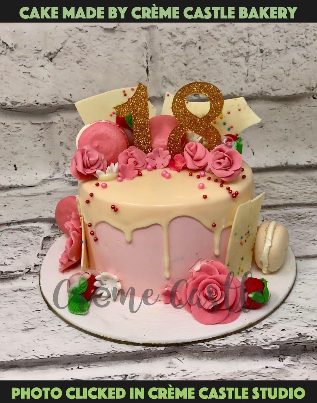 Drippy Macaroon Design Cake - Creme Castle