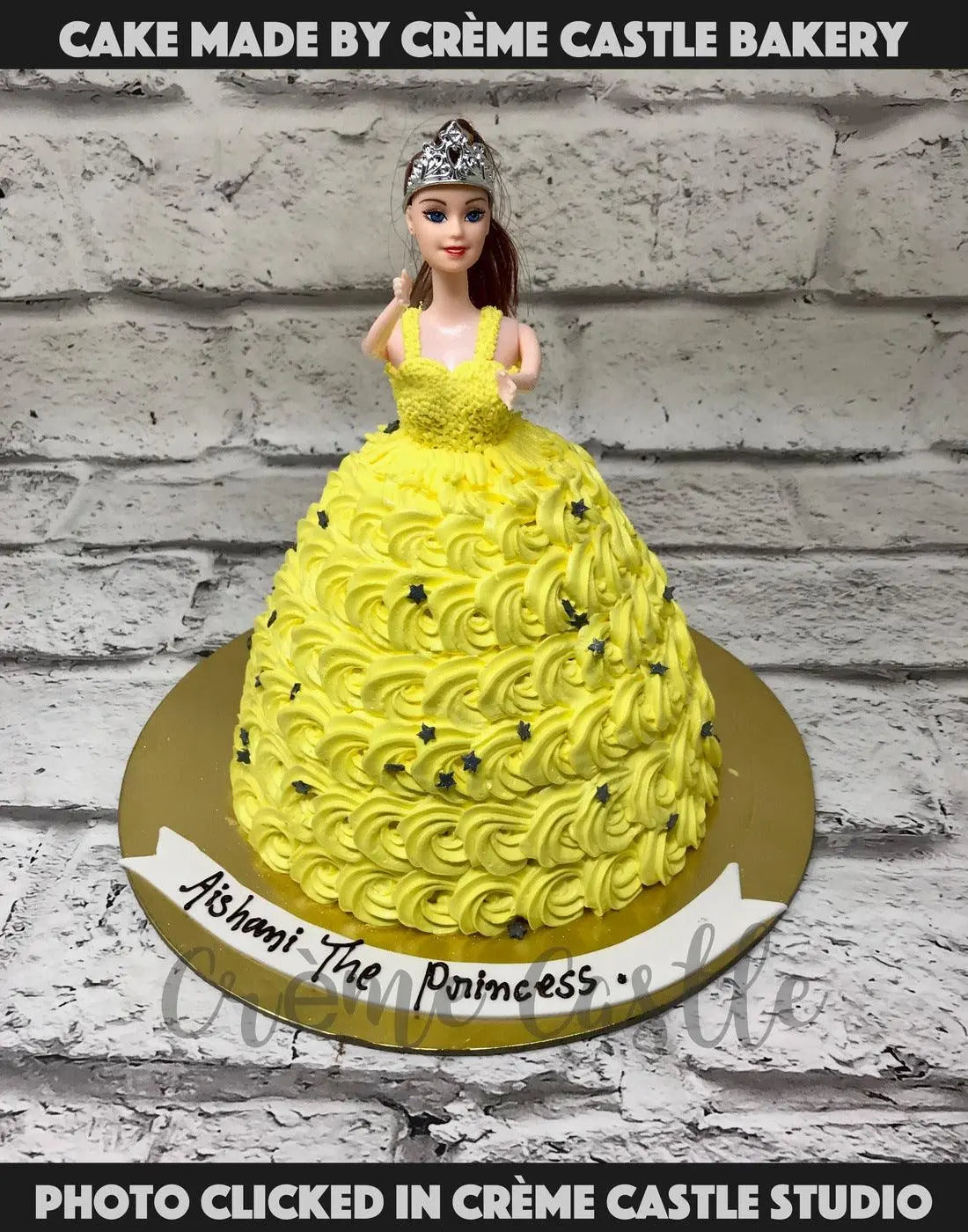Yellow Barbie Cake - Creme Castle