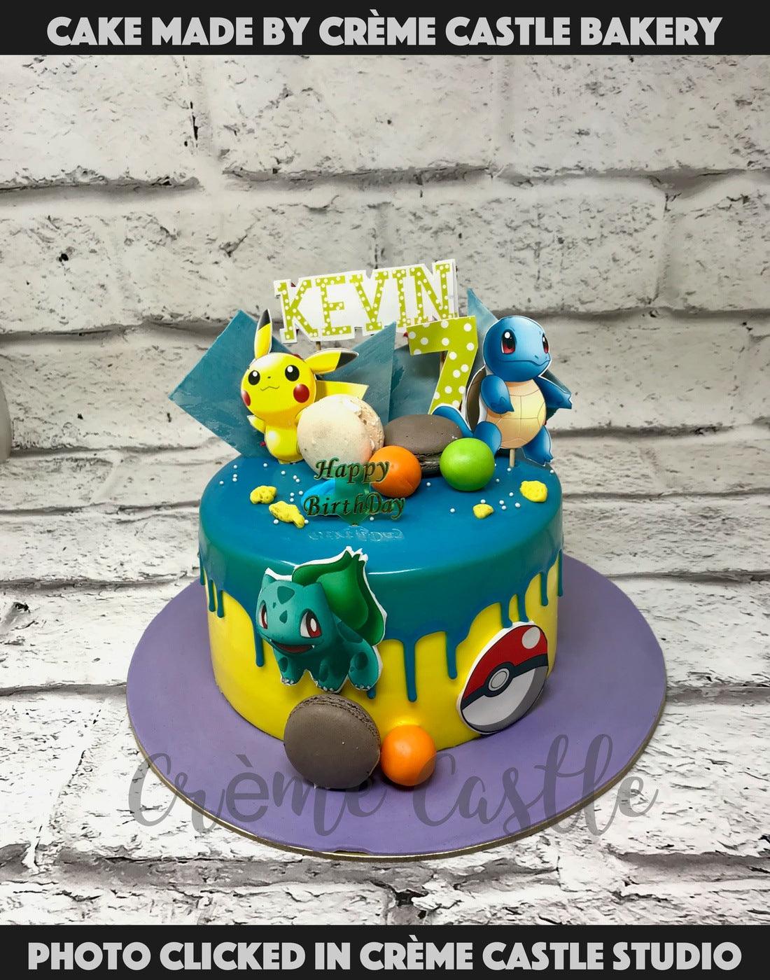 Pokemon Blue glaze Cake - Creme Castle