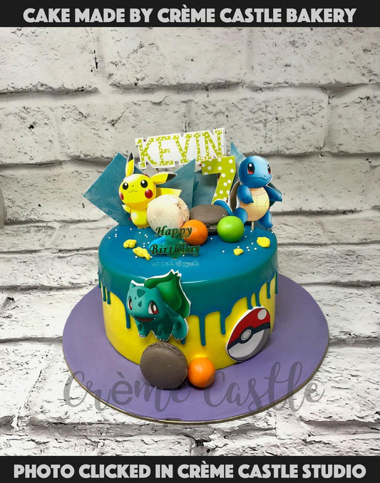 Pokemon Blue glaze Cake - Creme Castle